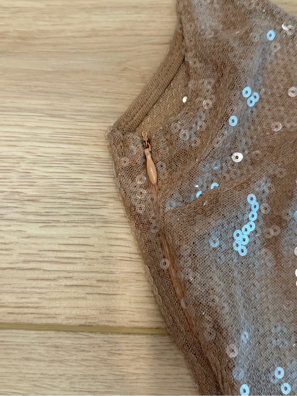 NWT PrettyLittleThing KHAKI SEQUIN SHEER BOAT NECK MAXI DRESS - Picture 3 of 7